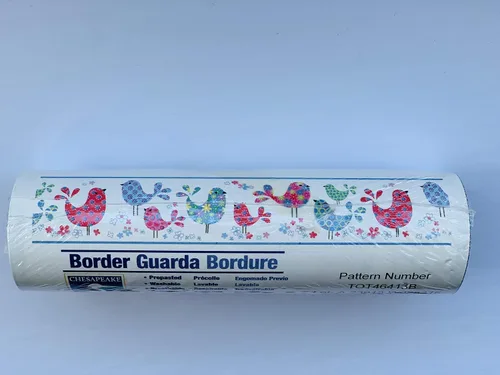 Miniatura 4 de Dundee Deco BD6256 - Borde de papel pintado prepegado para niños, color rojo, rosa, verde, azul pájaros, flores borde de pared, diseño retro, 15