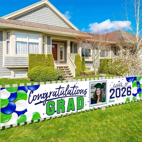 Miniatura 20 de Decoraciones personalizadas para fiestas de graduación 2026 – Cartel de felicitación de graduación grande – Cartel de fondo de graduación