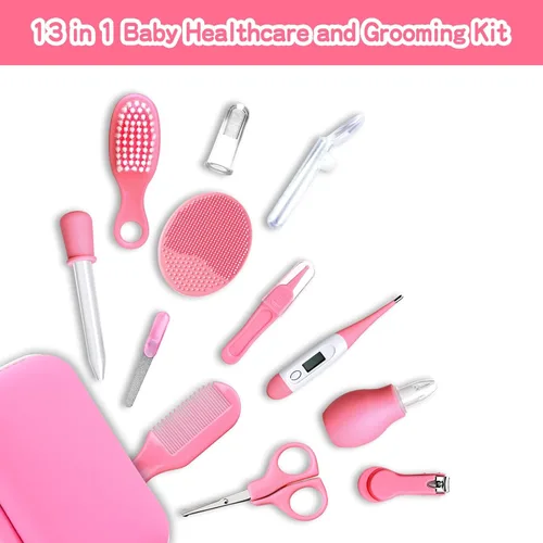 Miniatura 2 de Kit de aseo y cuidado de la salud para bebés, juego de cuidado de seguridad para bebés con cepillo de pelo, peine, cortaúñas, aspirador nasal, kit