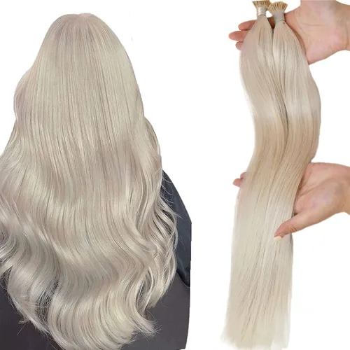 Miniatura 16 de Extensiones de cabello humano microlink de 16 pulgadas, extensiones de cabello natural suave de microcuentas, color #1 negro azabache, 100% cabello