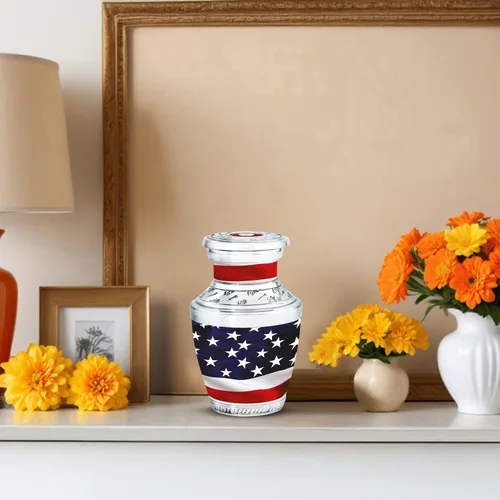 Miniatura 6 de Urnas con Bandera Americana para Cenizas Humanas Adultas Masculinas y Femeninas, Pequeña Urna de Recuerdo para Cenizas Humanas Adultas Mujer