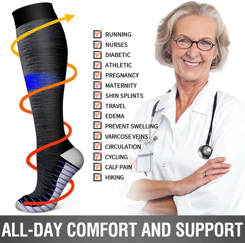 Miniatura 196 de 6 Pack Copper Compression Socks for Women and Men Circulation-Best Support for Medical, Running,Nursing,Athletic