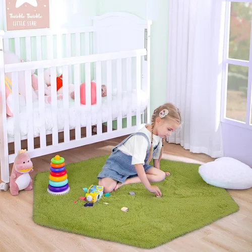 Junovo - Alfombra ultra suave para cuarto de bebé, habitación de bebé, decoración del hogar, dormitorio, alfombra hexagonal para casa de juegos,