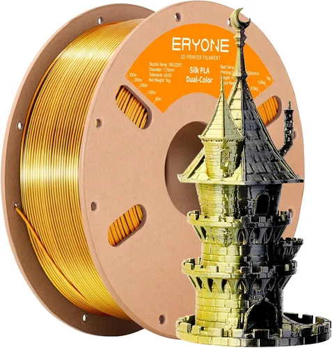 Miniatura 33 de ERYONE Filamento de ácido poliláctico (PLA) de seda bicolor para impresora 3D, de 1.75 mm +/- 0.03 mm, carrete de cartón de 1 kg (2.2 libras)