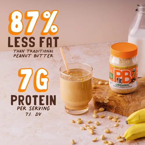 Miniatura 6 de PBfit Polvo de mantequilla de maní orgánico de 8 onzas, maní en polvo para untar de maní prensado asado real, 7 g de proteína 7% DV, sin gluten, 60