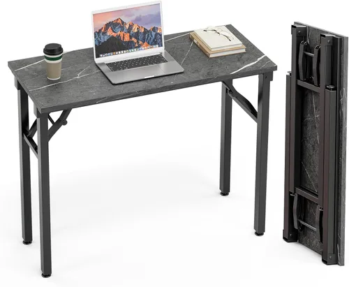 Miniatura 31 de TEMI Mesa de Computadora Pequeña Mesa Plegable - Escritorio de Oficina Plegable de 35.8", Sin Ensamblaje, Perfecto para Espacios Pequeños