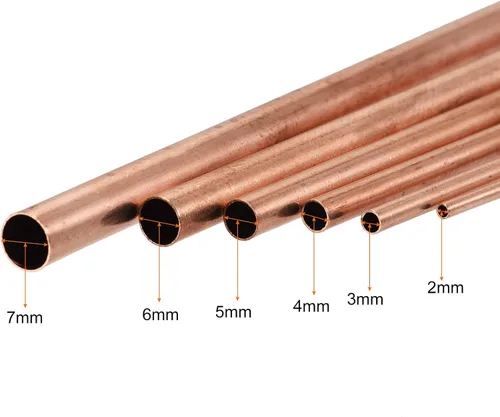 Miniatura 3 de uxcell Tubo de Cobre, 2mm 3mm 4mm 5mm 6mm 7mm DE x 0.5mm de Grosor de Pared 200mm de Longitud Tubo de Metal, Paquete de 6
