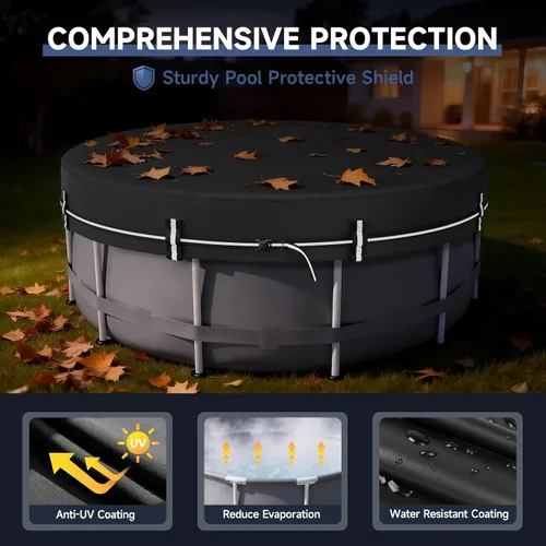 Miniatura 6 de LXKCKJ Cubiertas redondas de piscina de 8 pies para piscinas sobre el suelo, cubierta solar 420D con accesorios para clavos de tierra, cubiertas