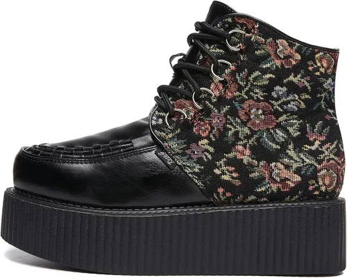 Miniatura 2 de RoseG Women's High Top Suede Lace Up Flat Platform Creepers Shoes Boots
