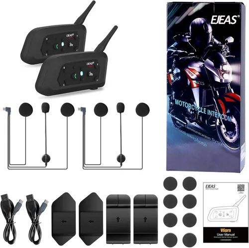 Miniatura 7 de EJEAS V6 Pro - Casco de motocicleta con intercomunicador Bluetooth de 3,937.0 ft para 2 personas Full Dúplex inalámbrico para conectar hasta 6
