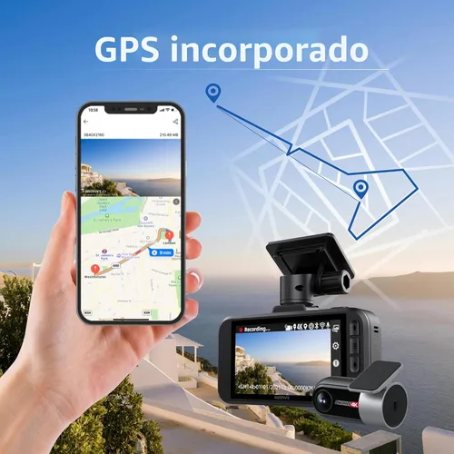 Miniatura 5 de Miofive Dash Cam - Cámara delantera y trasera para automóvil, 4K+4K, WiFi, Bluetooth, con tarjeta SD de 64 GB, cámara dual para auto con monitoreo