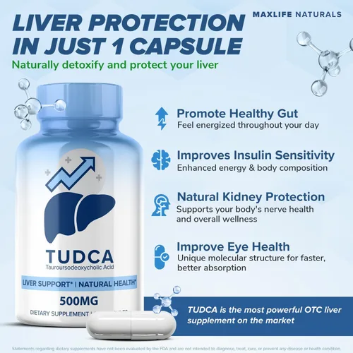Miniatura 2 de MaxLife Naturals TUDCA Suplemento de apoyo hepático de 500 mg – 60 cápsulas de ácido taursodesoxicólico, función de las células nerviosas