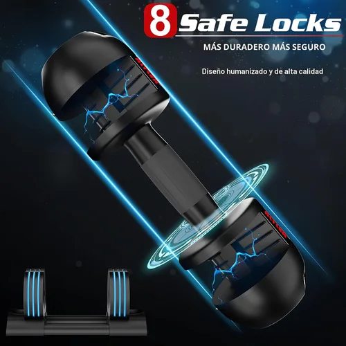 Miniatura 4 de Juego de mancuernas ajustables de 22 libras, par de mancuernas ajustables, perfecto para entrenamiento de fuerza y entrenamientos de fitness