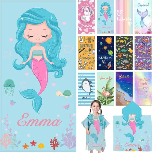 Miniatura 16 de Toallas de playa personalizadas para niños, toallas de playa personalizadas con nombres, regalos personalizados para niños pequeños, niñas