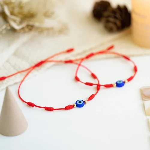 Miniatura 4 de PPJew Pulsera de 7 nudos contra el mal de ojo rojo, pulseras de protección para mamá y mí, juego de pulsera a juego de amuleto para mujeres y niñas