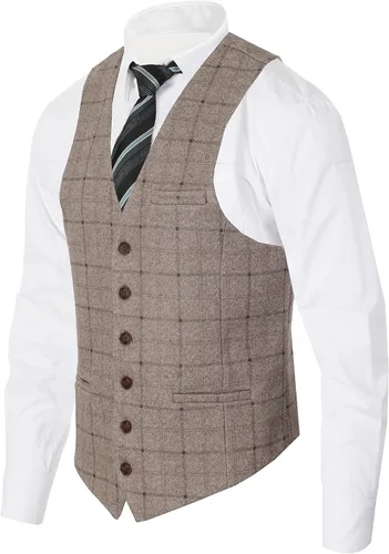 Miniatura 40 de Gioberti Chaleco de tweed formal de 6 botones para hombres