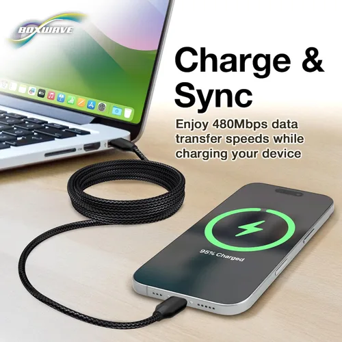 Miniatura 6 de BoxWave Cable compatible con Elgato Stream Deck MK.2 - Cable DirectSync PD (10 pies) - USB-C a USB-C (100 W), aleación de nailon trenzado tipo C