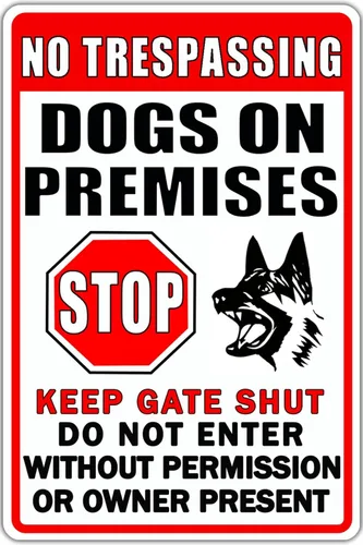 Letrero de metal con texto en inglés «Beware Of Dog» («Beware Of Dog» («Beware Of Dog» («Beware Of Dog» («Beware Of Dog» con texto en inglés «Beware