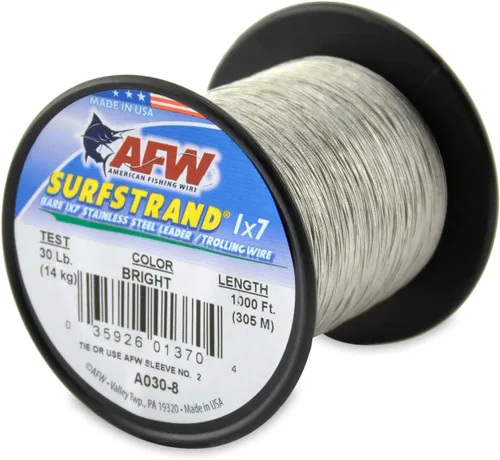Miniatura 33 de Surfstrand Bare 1x7 Cable Líder de Acero Inoxidable - Línea Líder de Pesca para Agua Salada, 20lb Test - 325lb Test en Brillante, Camuflaje