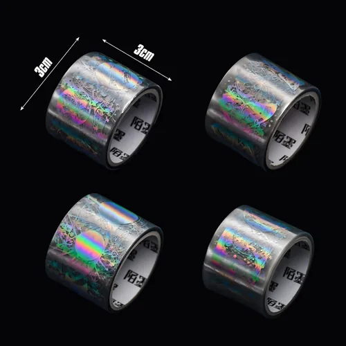 Miniatura 6 de 4 rollos de cinta holográfica vintage holográfica de mariposa astronomía PET adhesivos de resina impermeables transparentes brillantes