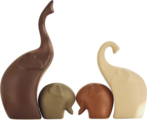 Arte moderno de cerámica, 4 piezas de decoración de estatua de elefante para el hogar, oficina, sala de estar, dormitorio, esculturas creativas para