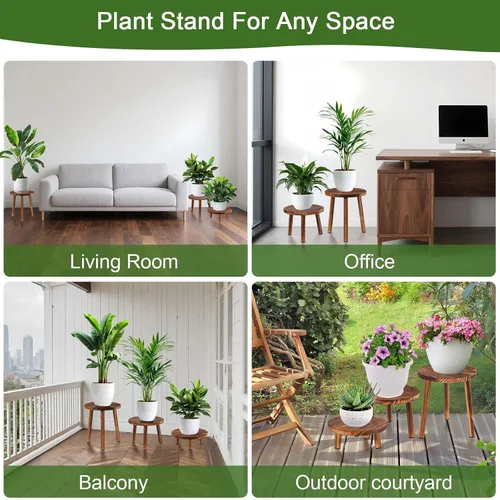 Miniatura 7 de Soporte para plantas de interior, soporte de esquina de 3 piezas, estante para plantas, banco de macetas, adecuado para escenarios interiores