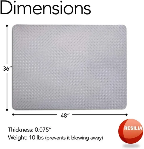 Miniatura 3 de RESILIA Alfombra para garaje, con patrón decorativo en relieve de placa de diamante, antimanchas, negra, 3 pies x 4 pies, fabricada en los Estados
