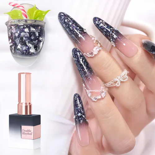 Miniatura 2 de Double Rhythm Esmalte de gel con purpurina de nieve de 0.5 fl oz, color holográfico reflectante para arte de uñas, salón de manicura y bricolaje