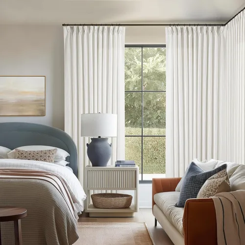 Miniatura 113 de Cortinas de lino natural con pliegues fruncidos de 120 pulgadas de largo para sala de estar, cortinas plisadas con ganchos y lengüeta trasera