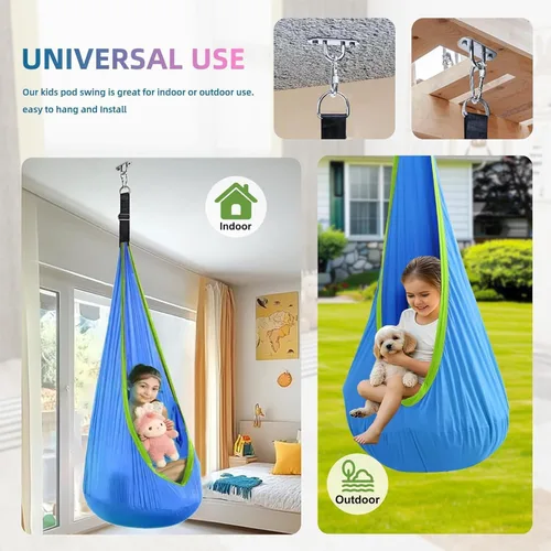 Miniatura 4 de Asiento de columpio para niños, silla hamaca colgante para interiores y exteriores para niños, suave y segura con alta capacidad de peso, fácil