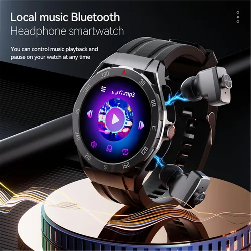 Miniatura 7 de Reloj inteligente F33 con auriculares 3 en 1 MP3 Bluetooth 1.43 pulgadas Smartwatch Auriculares inalámbricos incorporados Altavoz Rastreador