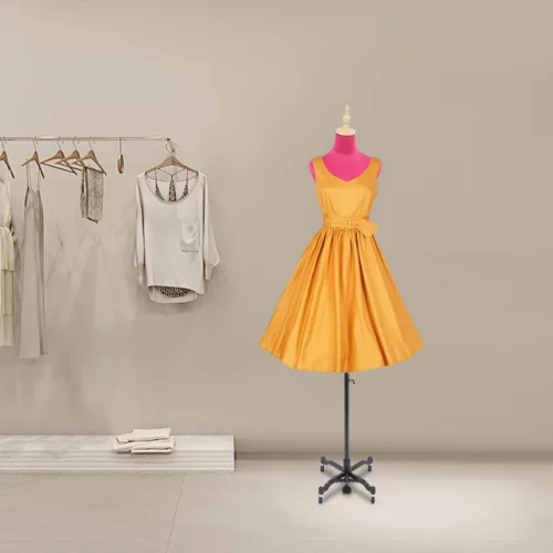 Miniatura 2 de Torso de maniquí de forma de vestido femenino, modelo de cuerpo ajustable de 51 a 75 pulgadas, modelo de exhibición de ropa con ruedas de 360°