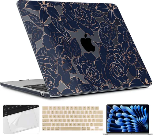 Miniatura 22 de TWOLSKOO Funda para MacBook Air de 15 pulgadas 2025 2024 2023 versión M4 A3241 M3 A3114 M2 A2941, carcasa rígida de plástico y protector