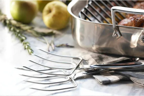 Miniatura 2 de All-Clad Especialidad de acero inoxidable utensilios de cocina 2 piezas, tenedores de pavo, herramientas de cocina, utensilios de cocina de plata