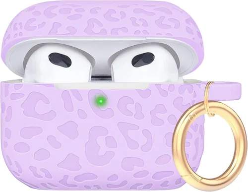 Miniatura 63 de Funda de silicona con flores compatible con AirPods Pro 2019, Gawnock - Funda suave y flexible para imprimir para mujeres y niñas con llavero - Flor