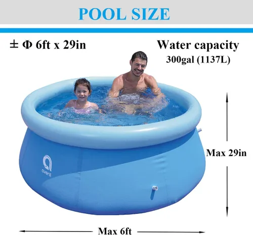 Miniatura 6 de Piscinas inflables con anillo superior para adultos al aire libre, fácil de instalar, piscina infantil (± 6 pies x 29 pulgadas), azul
