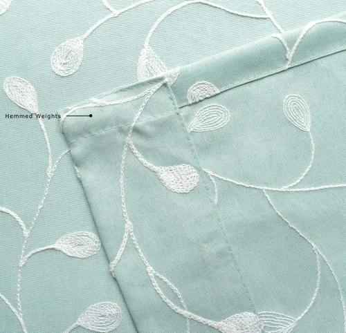 Miniatura 5 de Miuco - Cortinas con ojales de lino sintético, semitransparentes, bordadas con flores, para sala de estar Verde sutil