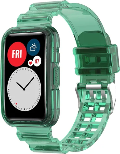 Miniatura 10 de Compatible con Huawei Watch Fit Band con funda, correa protectora de gelatina transparente para reloj Huawei, compatible con reloj inteligente Rosa