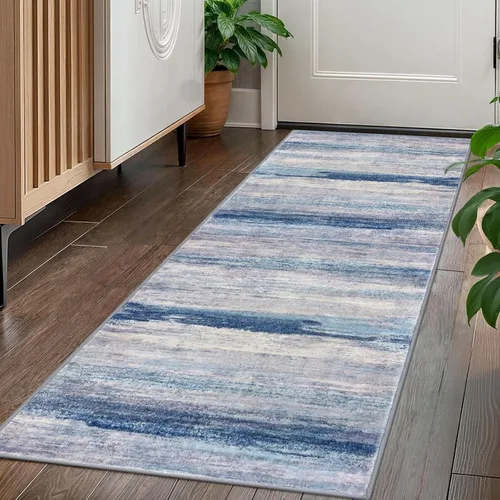 Miniatura 21 de KOZYFLY – Alfombra de pasillo moderna y lavable de diseño abstracto verde, 2 x 5 pies, antideslizante, suave y de pelo corto, ideal para cocina