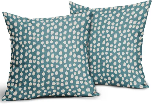 Miniatura 2 de Sweetshow Juego de 2 fundas de almohada de 18 x 18 pulgadas, diseño bohemio, con diseño de lunares, moderno y moderno, para exteriores, decorativas