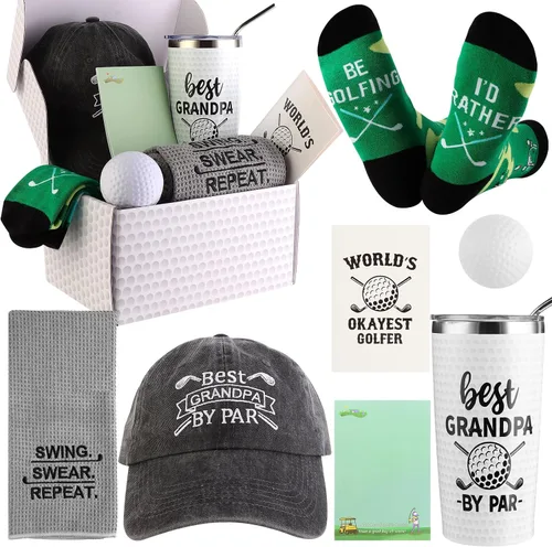 Miniatura 8 de Regalos de golf para papá, regalo único para padre, divertidos regalos de golf para hombres, incluyendo vaso, tazas, calcetines, toalla deportiva