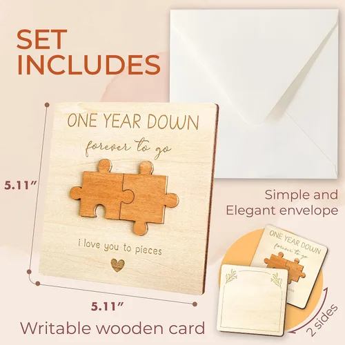 Miniatura 2 de STOFINITY Tarjeta de Aniversario de 1 Año para Novio Novia - Tarjetas de Feliz Primer Aniversario para Hombres, 1ª Tarjeta de Citas de Papel