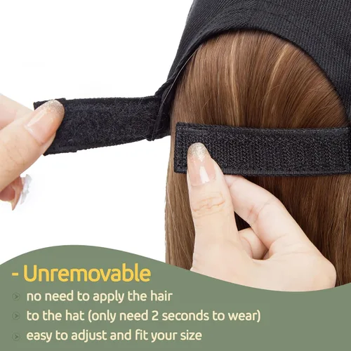 Miniatura 3 de S-noilite Peluca de gorra de béisbol de 6 pulgadas con peinado Bob y extensiones de cabello, gorra de béisbol recta ajustable para mujer