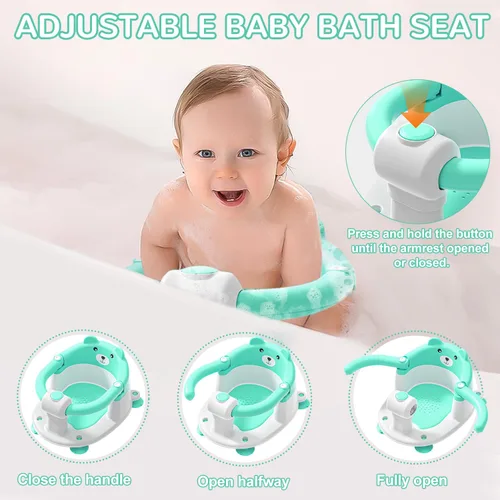 Miniatura 5 de Asiento de baño para bebés de 6 meses en adelante, asientos de baño antideslizantes para bebés sentados, silla de bañera segura para bebés y recién