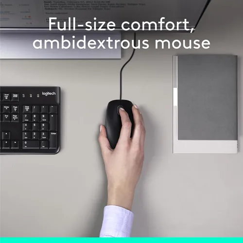 Miniatura 3 de Logitech MK120 – Combo de teclado y ratón con cable para Windows, ratón óptico con cable, tamaño completo, USB, compatible con PC, portátil - Negro