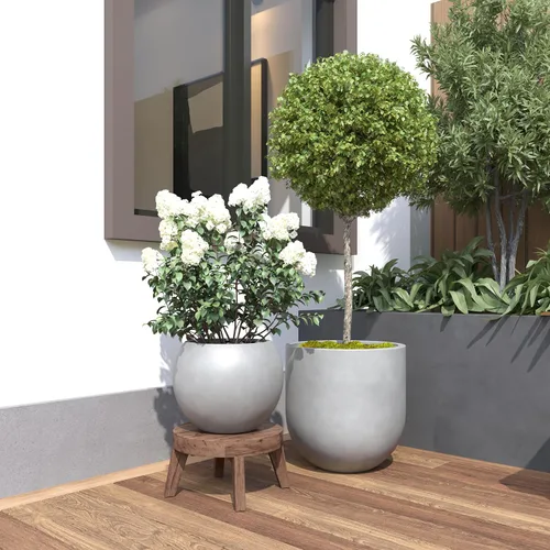 Miniatura 13 de DTY Fiberstone - Maceta tipo globo para interiores y exteriores, maceta esférica ligera para olivo, Monstera y palma, piedra de fibra de vidrio