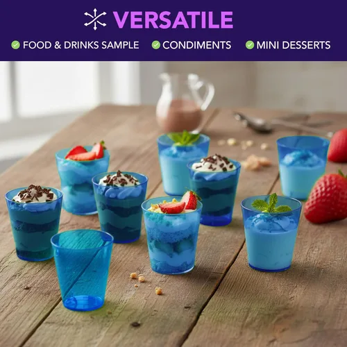 Miniatura 7 de Party Essentials Vasos de disparo de plástico duro de 2 onzas, azul neón, 50