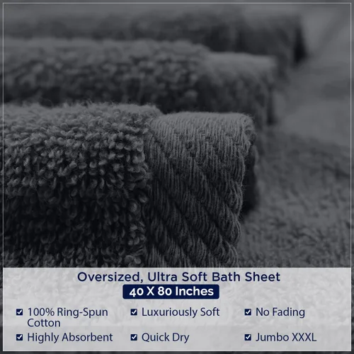 Miniatura 238 de DAN RIVER Paquete de 2 sábanas de baño de 35x70 pulgadas, sábanas de baño jumbo acanaladas para adultos, toallas grandes gruesas y absorbentes