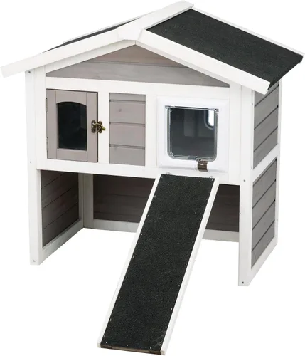 Miniatura 6 de TRIXIE Casa para gatos con balcón, casa elevada para gatos, refugio resistente a la intemperie, ideal para gatos y perros pequeños, 17.5 x 17.5 x