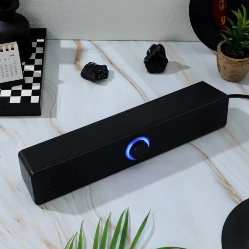 Miniatura 3 de HOMSFOU Sistema de barra de sonido 2.0 Altavoz estéreo de escritorio para TV PC Dispositivos móviles Barra de sonido compacta para el hogar